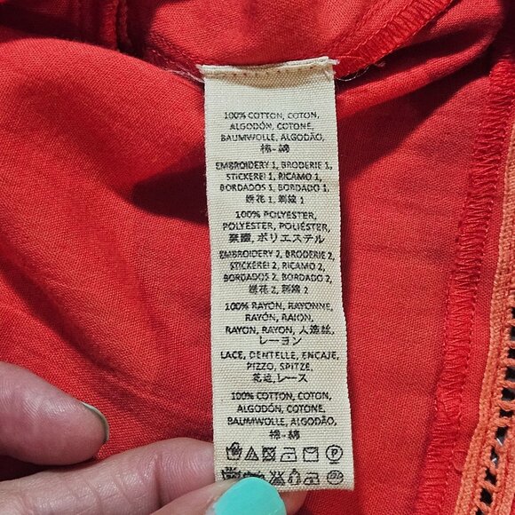 Free People Red Flower Embroidered Halter Dress Med Boho Summer Beachy Festival - Picture 8 of 14